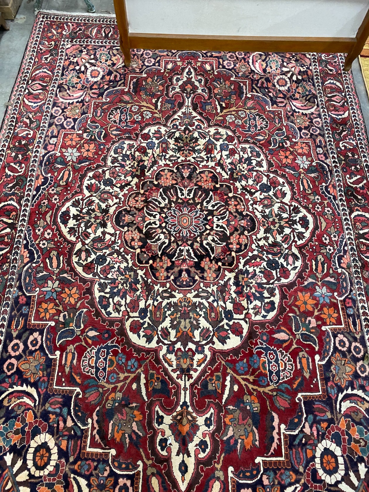 A Mahal burgundy ground carpet, 320 x 210cm